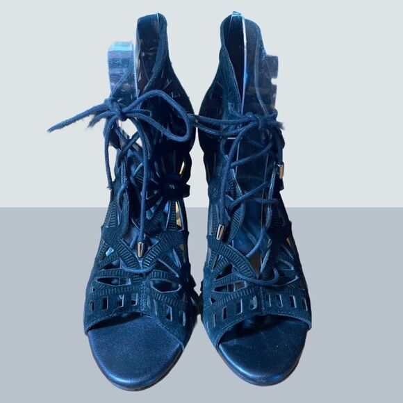 Joie "Paxton" Black Suede Cut-out Heels 36.5 6.5 - Picture 2 of 4